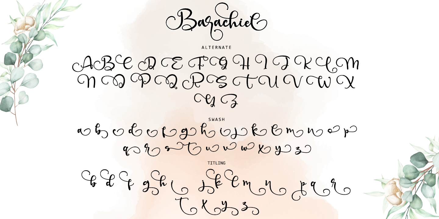 Beispiel einer Barachiel Alternate Monogram-Schriftart